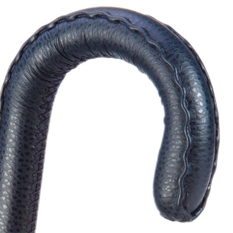 Gents Manual Umbrella – Handmade Italian Navy Leather Handle, Water-Resistant Canopy