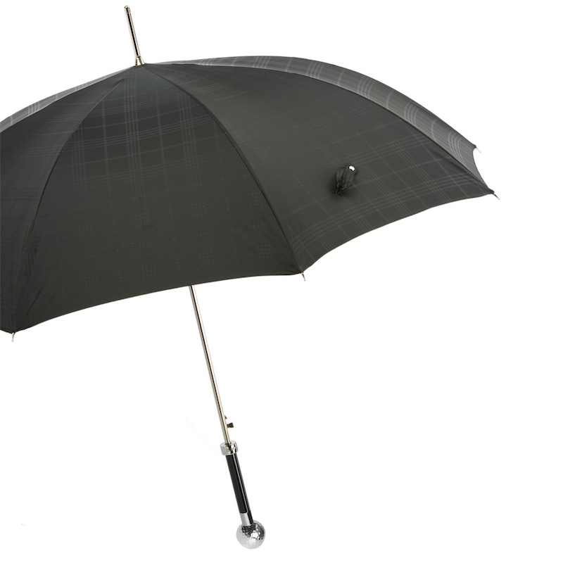 Silver Golf Ball Umbrella – Italian Handmade Luxury Rain Protection With Automatic Open