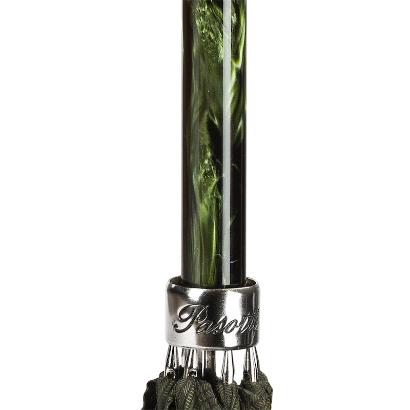 Green Luxury Umbrella – Handmade Italian Rain Umbrella with Silver Lion Handle