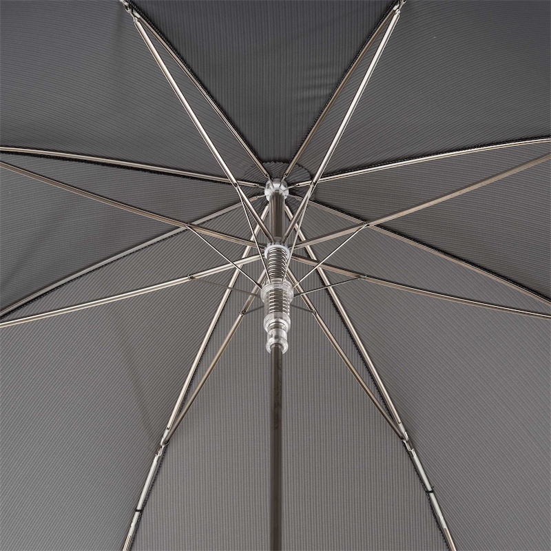 Elegant Grey Umbrella – Handmade Italian Leather Handle | Automatic Opening, Durable Polyester Canopy