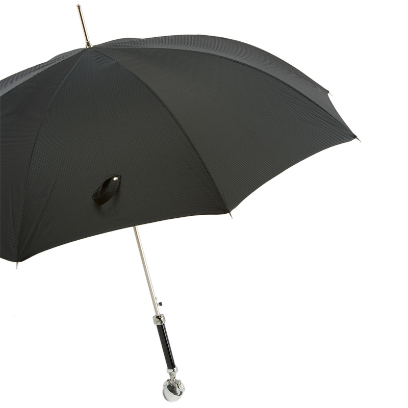 Black Automatic Umbrella - Men's Designer Rain Umbrella with Brass Claw Handle