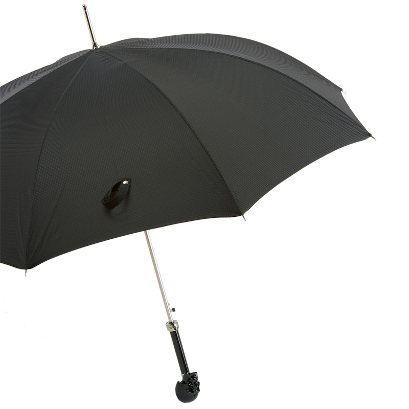 Black Skull Umbrella – Handmade Italian Rain Umbrella with Automatic Open & Skull Handle