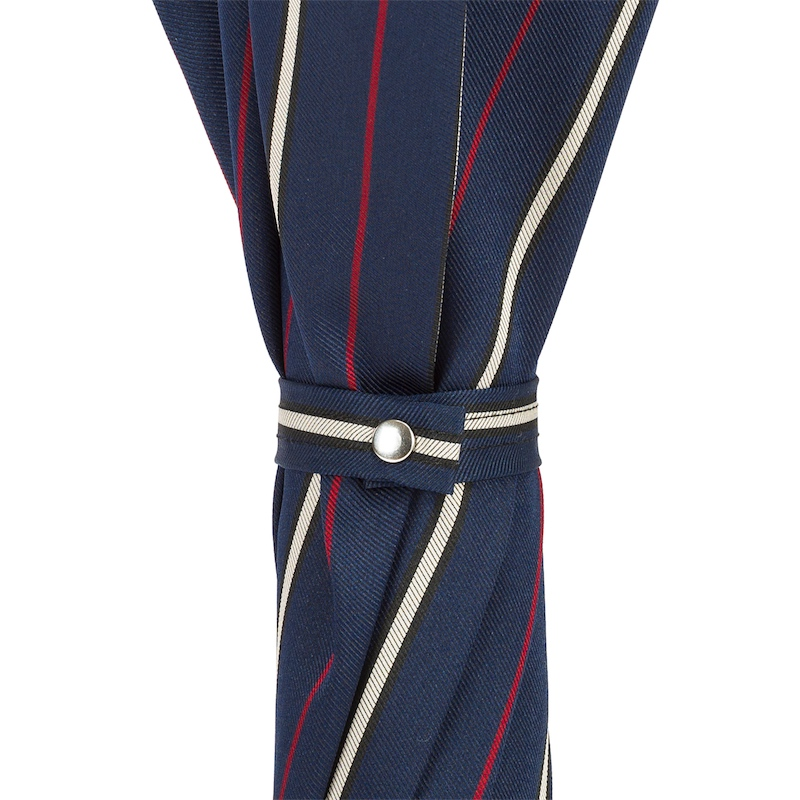 Striped Umbrella – Handmade Italian Luxury With Silver Monkey Handle & Durable Polyester Canopy