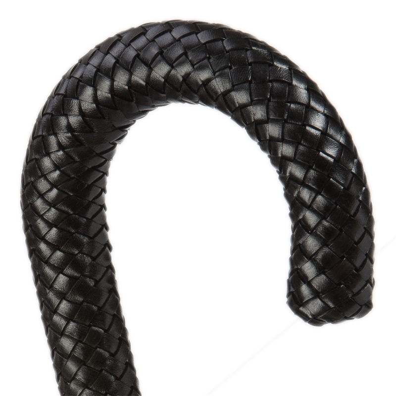 Luxury Leather Umbrella – Automatic Rain Umbrella with Braided Handle, Handmade in Italy