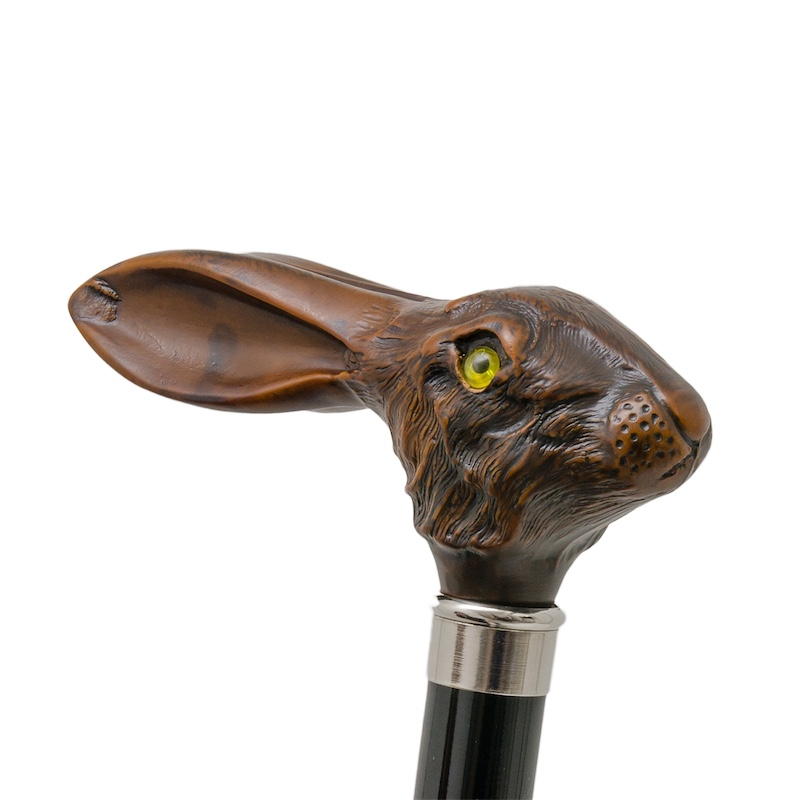 Italian Automatic Umbrella – Brown Canopy with Rabbit Handle, Luxury Handmade