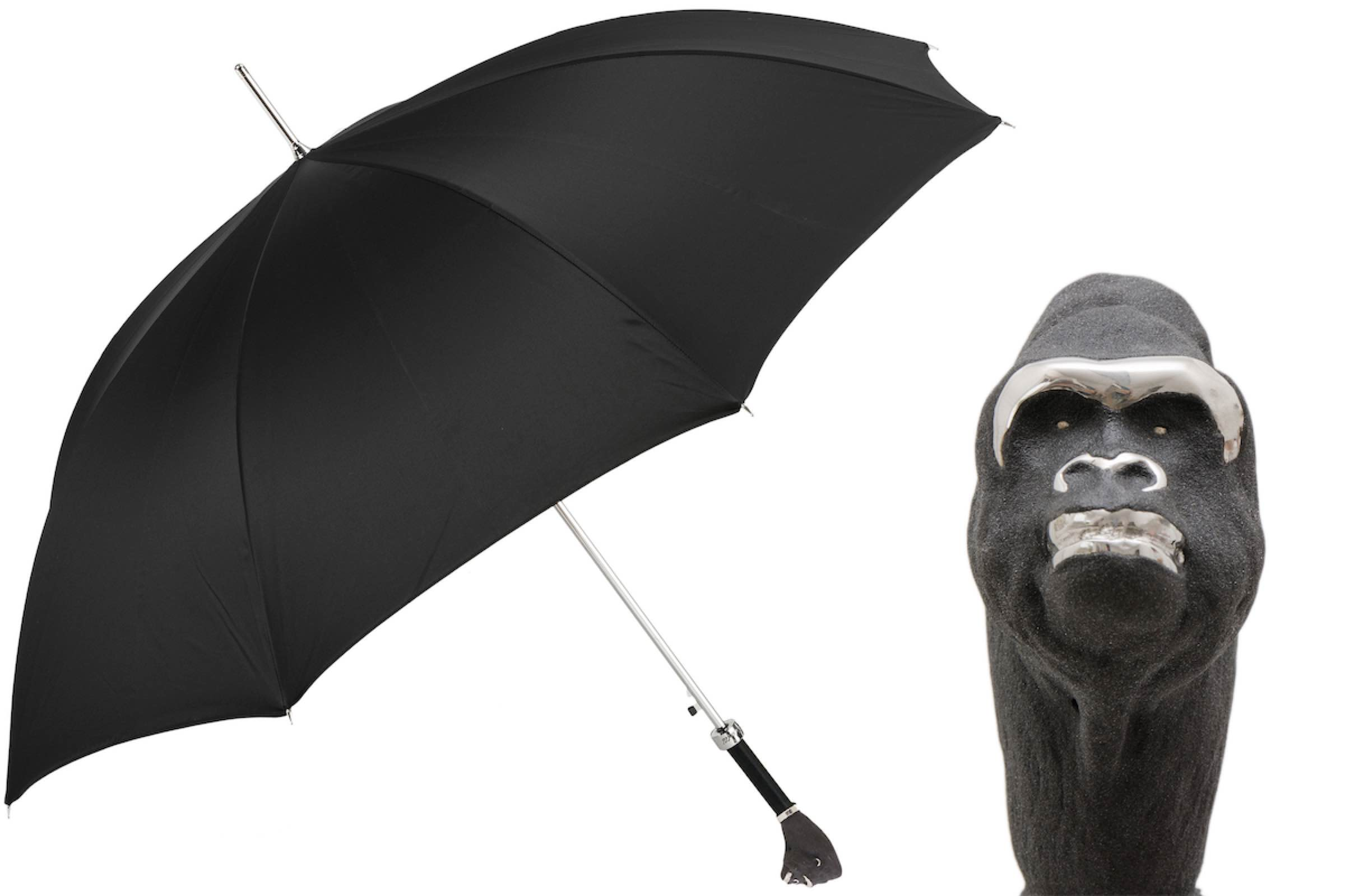 Handmade Luxury Umbrella – Gorilla Handle Rain Umbrella with Enameled Brass Handle