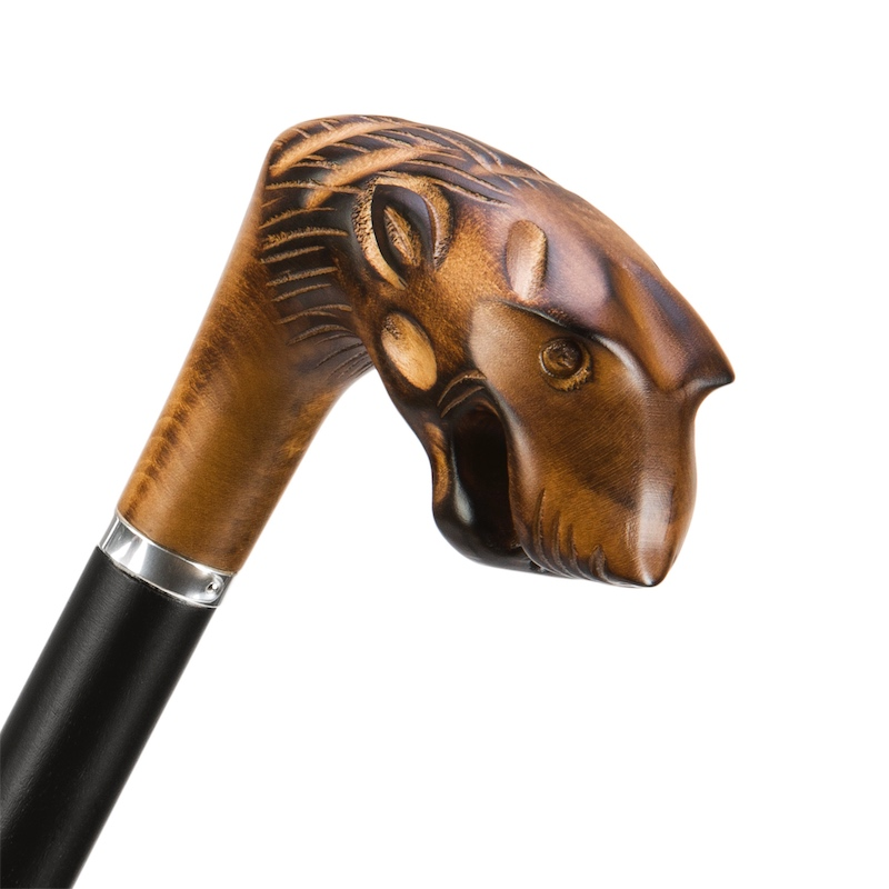 Tiger Umbrella – Hand Carved Wooden Handle | Italian Luxury Rain Accessory