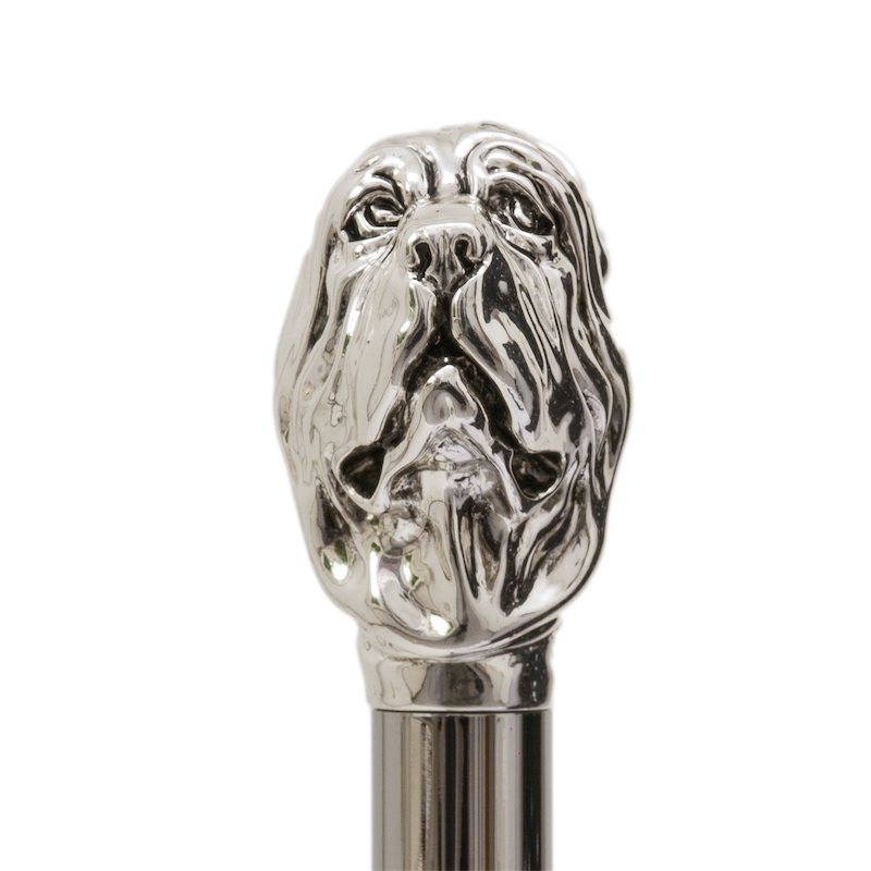 Silver Mastiff Umbrella – Handmade Italian Luxury Rain Umbrella with Silver Plated Handle