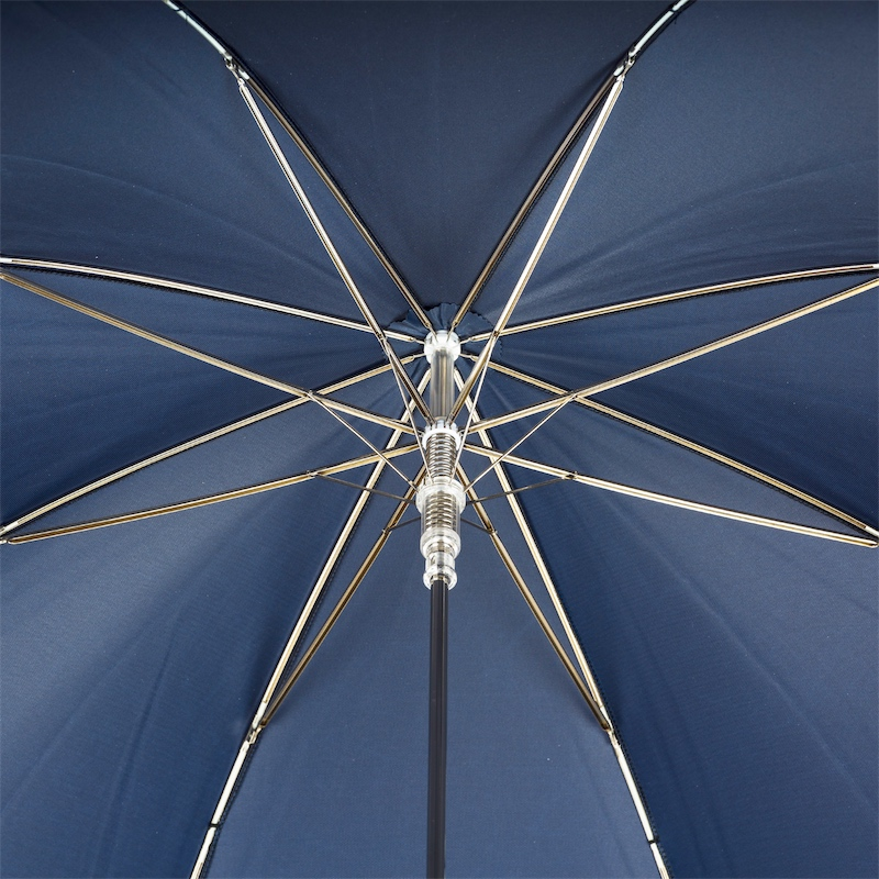 Blue Luxury Umbrella – Handmade Italian Rain Umbrella with Silver Greyhound Handle