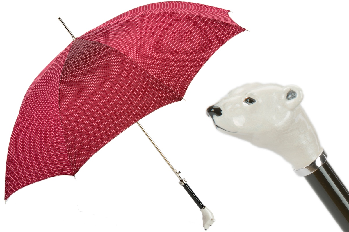 Enameled Bear Umbrella – Handmade Italian Luxury Men's Rain Umbrella with Automatic Opening