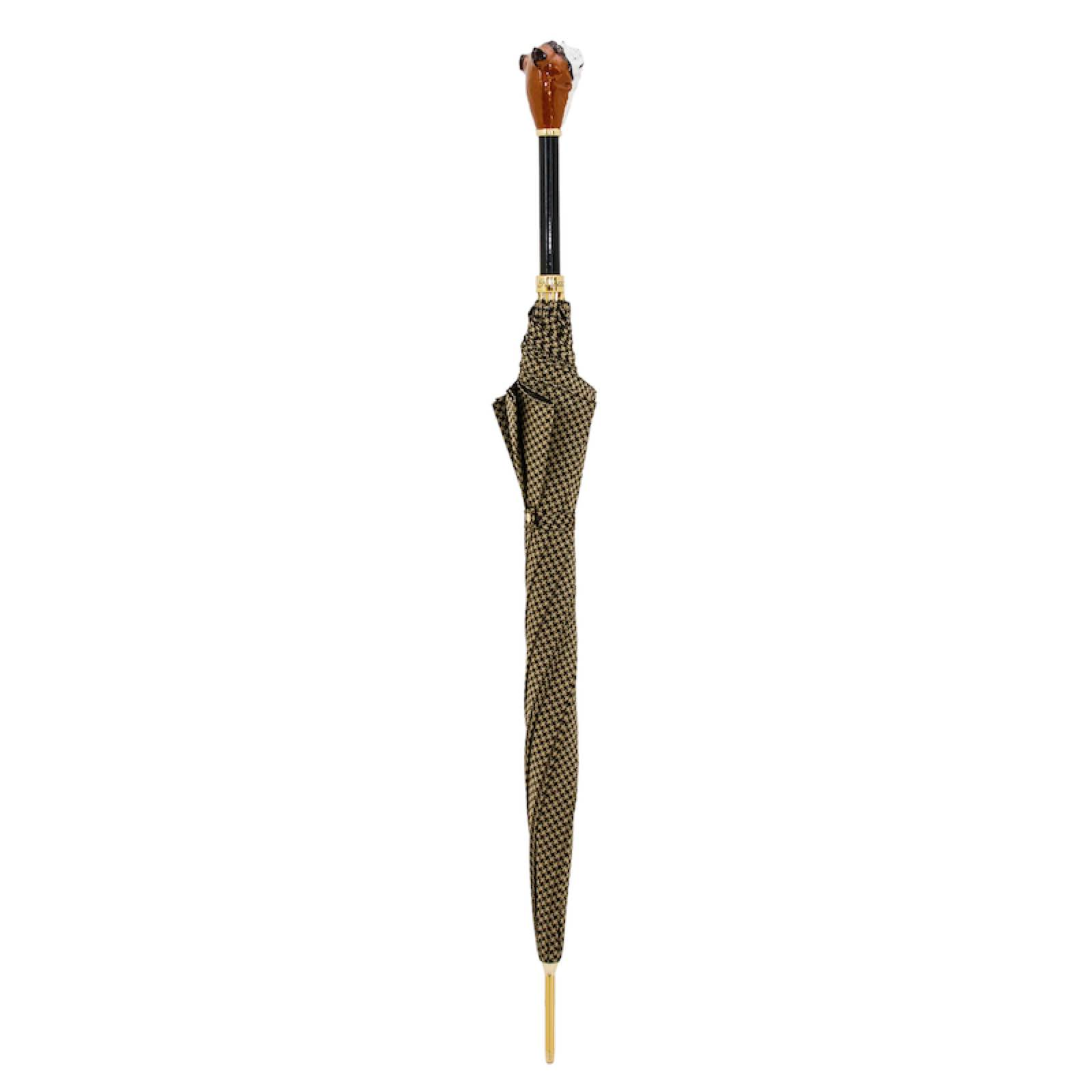 English Bulldog Umbrella – Handmade Italian Luxury Rain Umbrella With Enameled Brass Handle