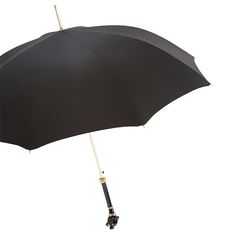 Black Panther Umbrella – Luxury Men's Rain Umbrella with Enameled Brass Handle