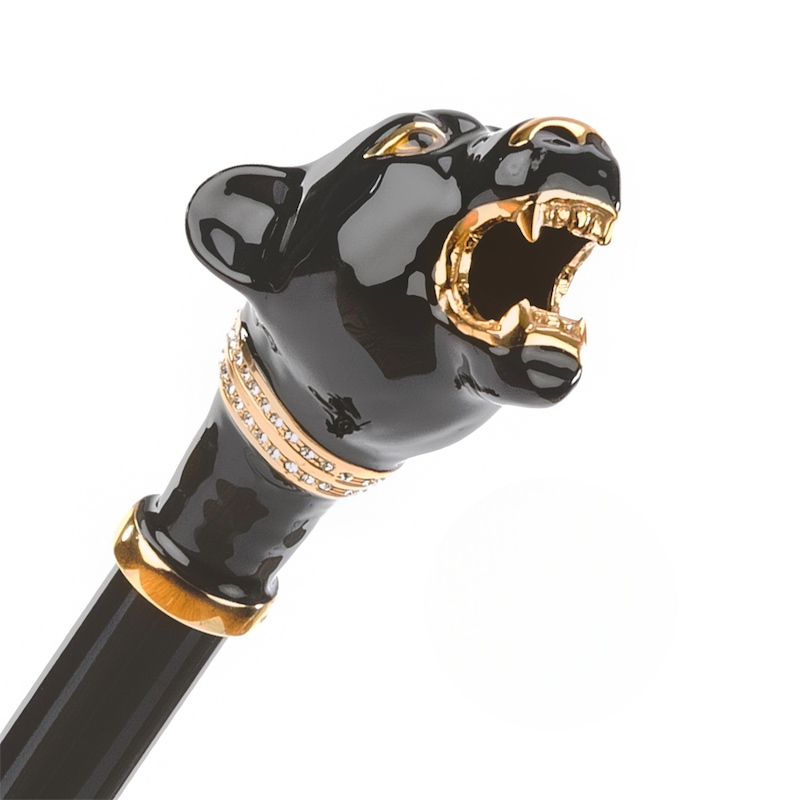 Black Panther Umbrella – Luxury Men's Rain Umbrella with Enameled Brass Handle