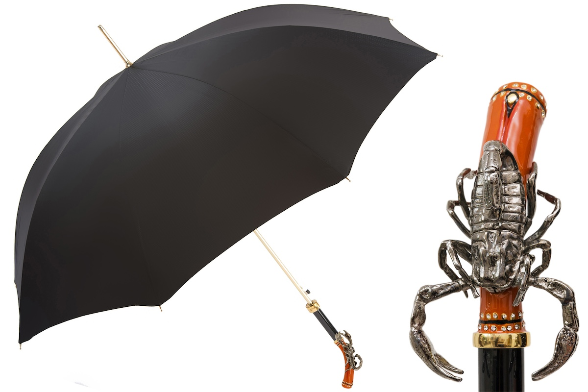 Scorpion Umbrella | Elegant Rain Umbrella with Swarovski Crystal Handle & Waterproof Canopy