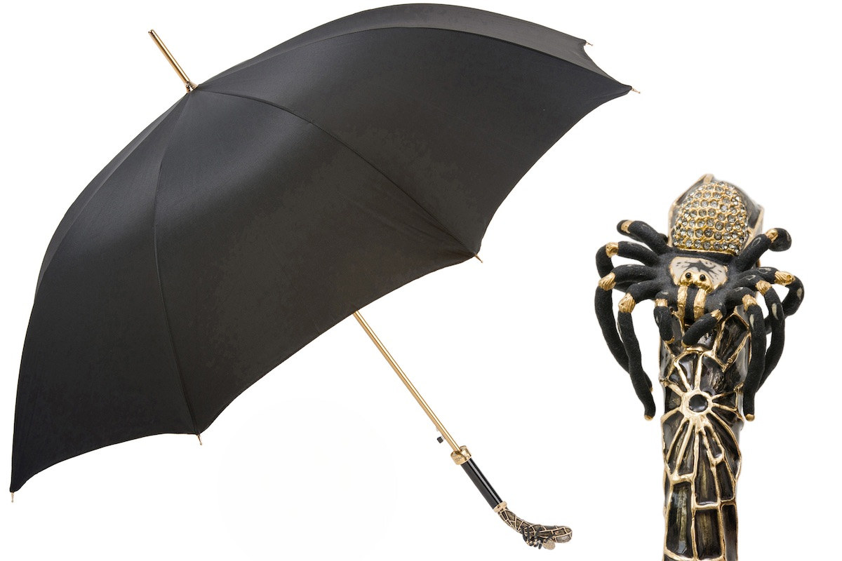 Luxury Tarantula Umbrella – Handmade Italian Designer Umbrella with Swarovski Crystal Handle