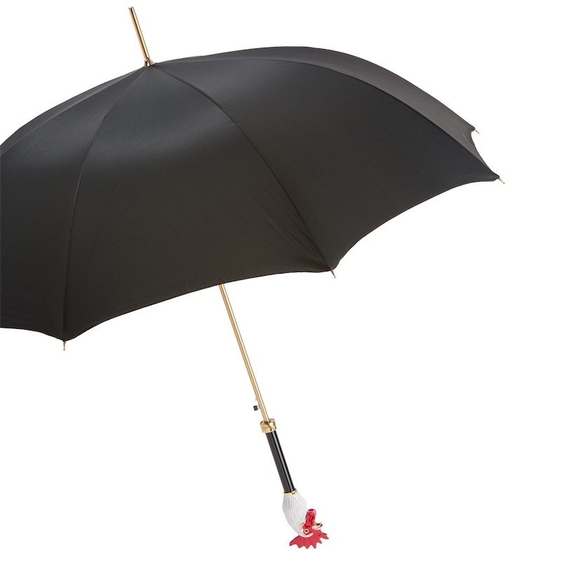 Designer Rooster Umbrella – Handmade Italian Craftsmanship With Enameled Brass Handle