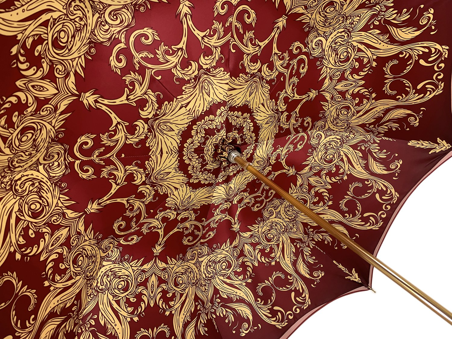 Luxury Burgundy Umbrella – Automatic Opening, Regal Crown Design with Red Stone Handle