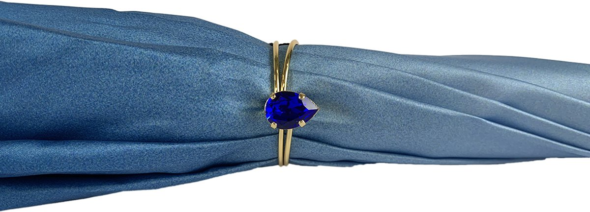 Luxury Floral Umbrella – Light Blue Satin, Swarovski Handle, UV Protection