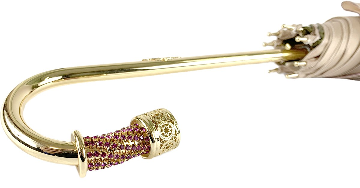 Handmade Cream Umbrella – Luxury Rain Accessory With Automatic Opening & UV Protection