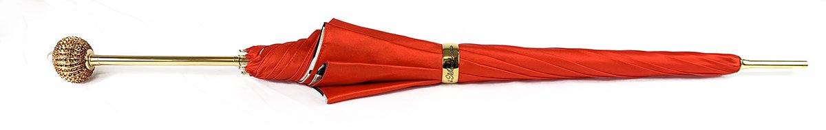 Luxury Giraffe Umbrella – Handmade Italian Rain Umbrella With Red Satin Canopy