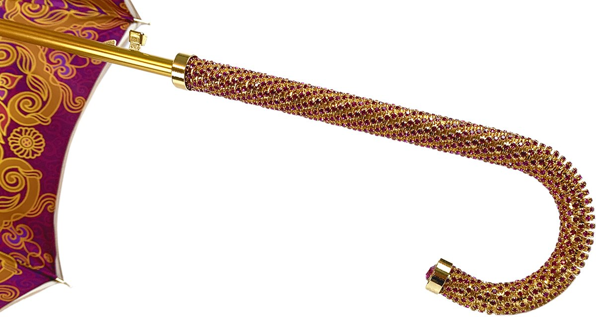 Cream Double Fabric Umbrella – Luxury Rain Umbrella with Gold Plated Handle & UV Protection