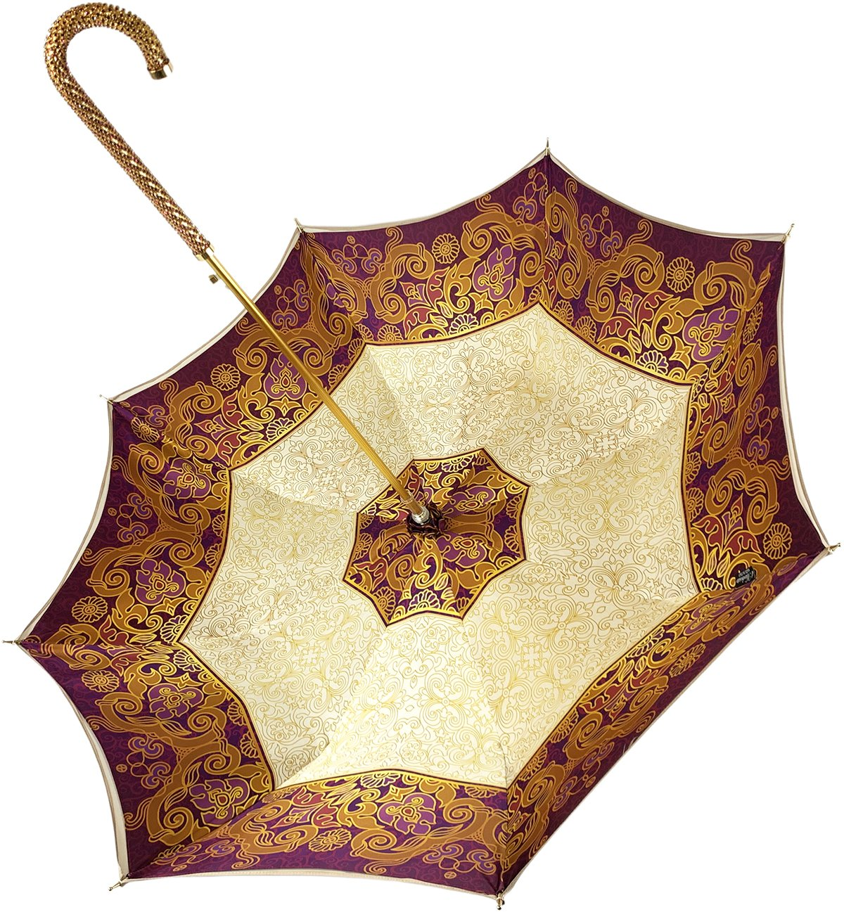 Cream Double Fabric Umbrella – Luxury Rain Umbrella with Gold Plated Handle & UV Protection