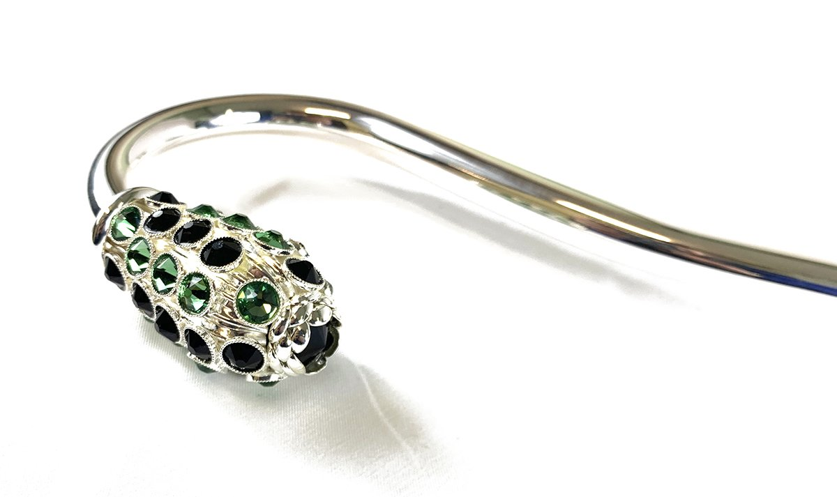 Luxury Grey Umbrella – Designer Ombre Satin Canopy with Floral Print & Swarovski Handle