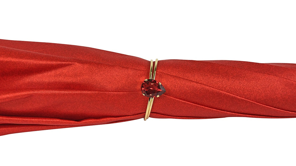 Romantic Red Roses Umbrella – Handmade Luxury Umbrella with Gold-Plated Brass Handle