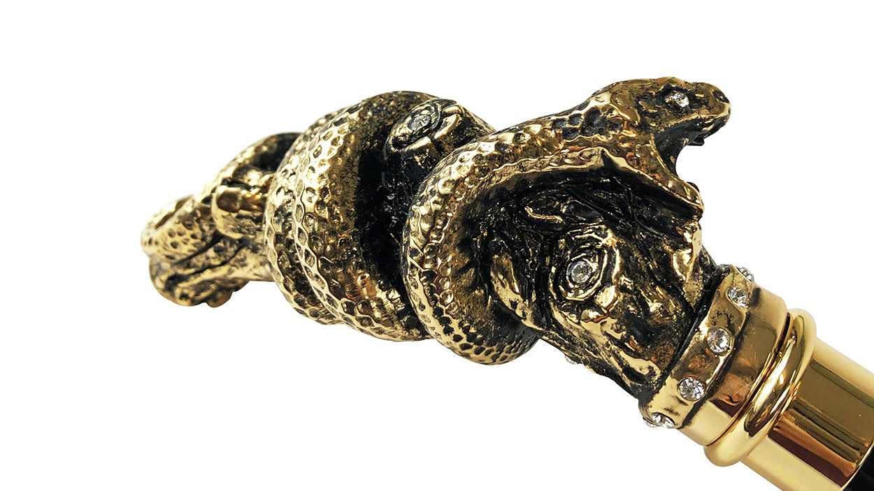 Animalier Umbrella – Luxury Rain Umbrella with Gold Snake Handle & Swarovski Crystals