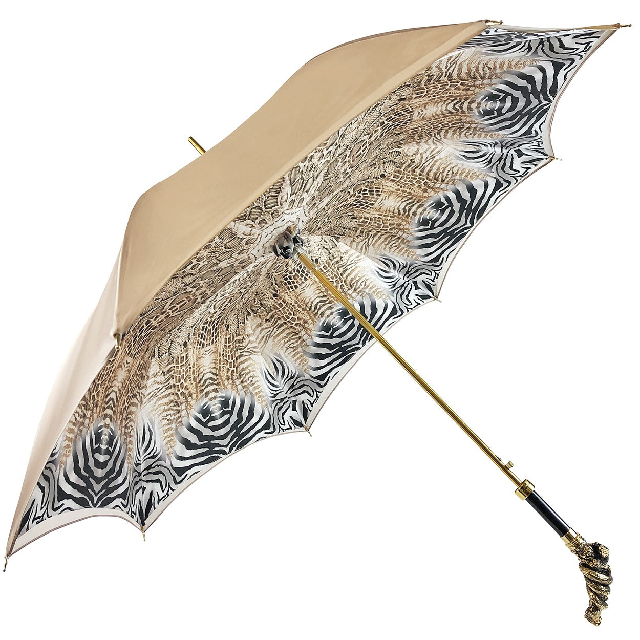 Animalier Umbrella – Luxury Rain Umbrella with Gold Snake Handle & Swarovski Crystals
