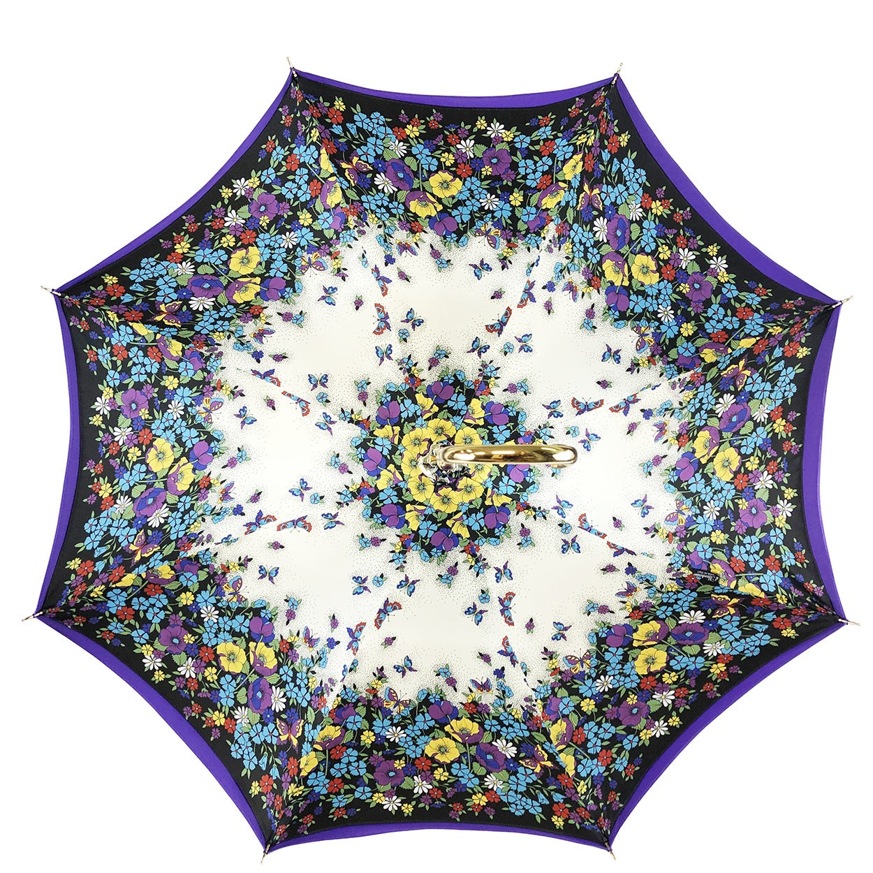 Handmade Italian Umbrella – Purple Satin Butterfly Design with Swarovski Crystal Handle