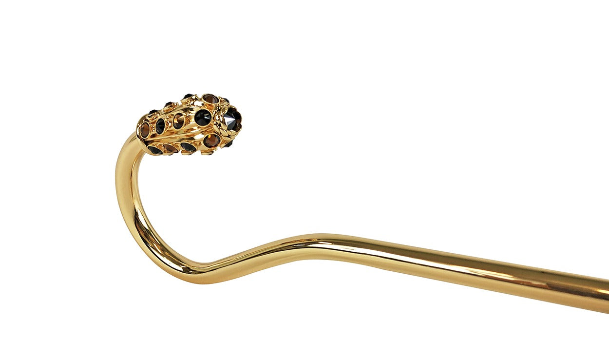 Luxury Leopard Umbrella – Handmade Swarovski Crystal Handle, Satin Canopy