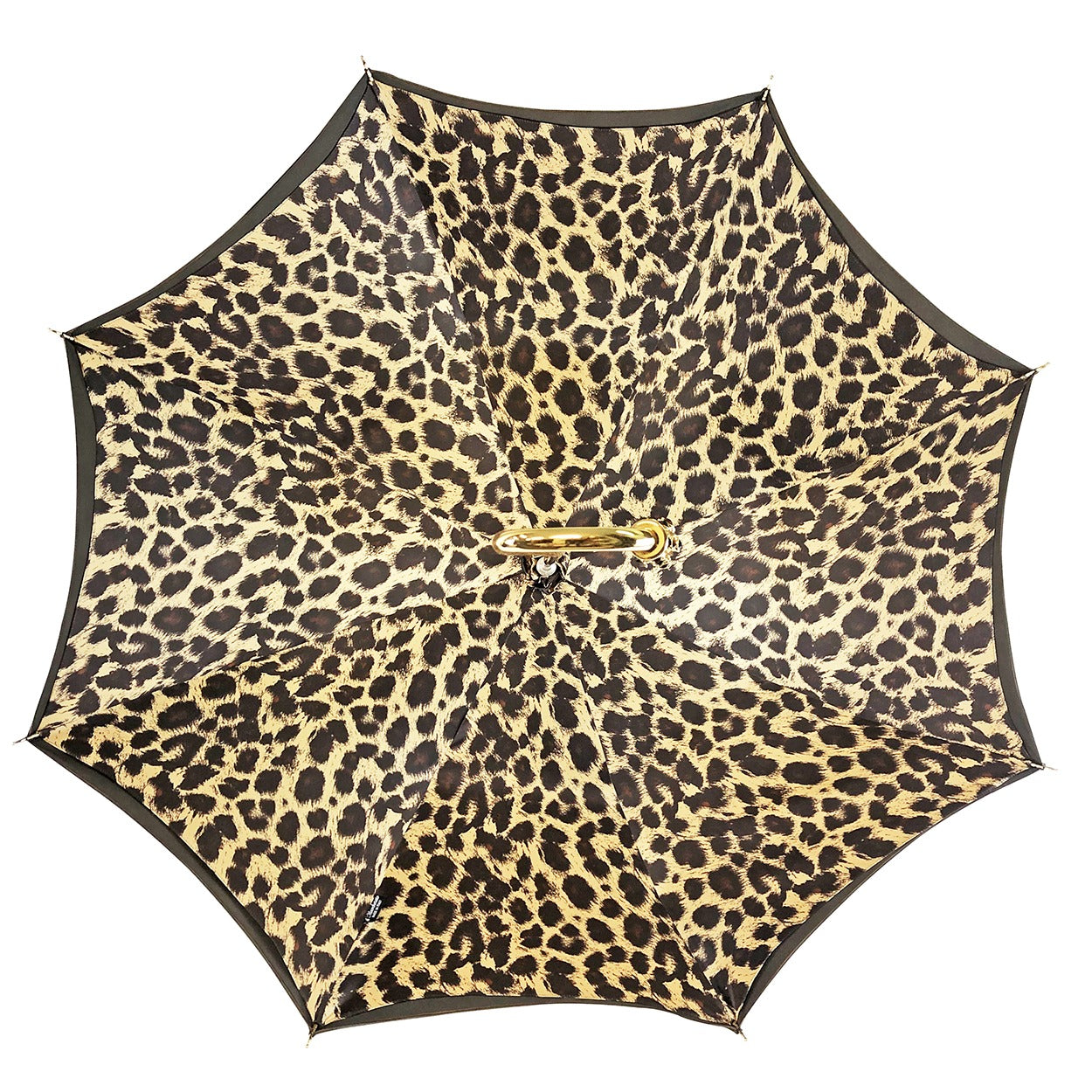 Luxury Leopard Umbrella – Handmade Swarovski Crystal Handle, Satin Canopy