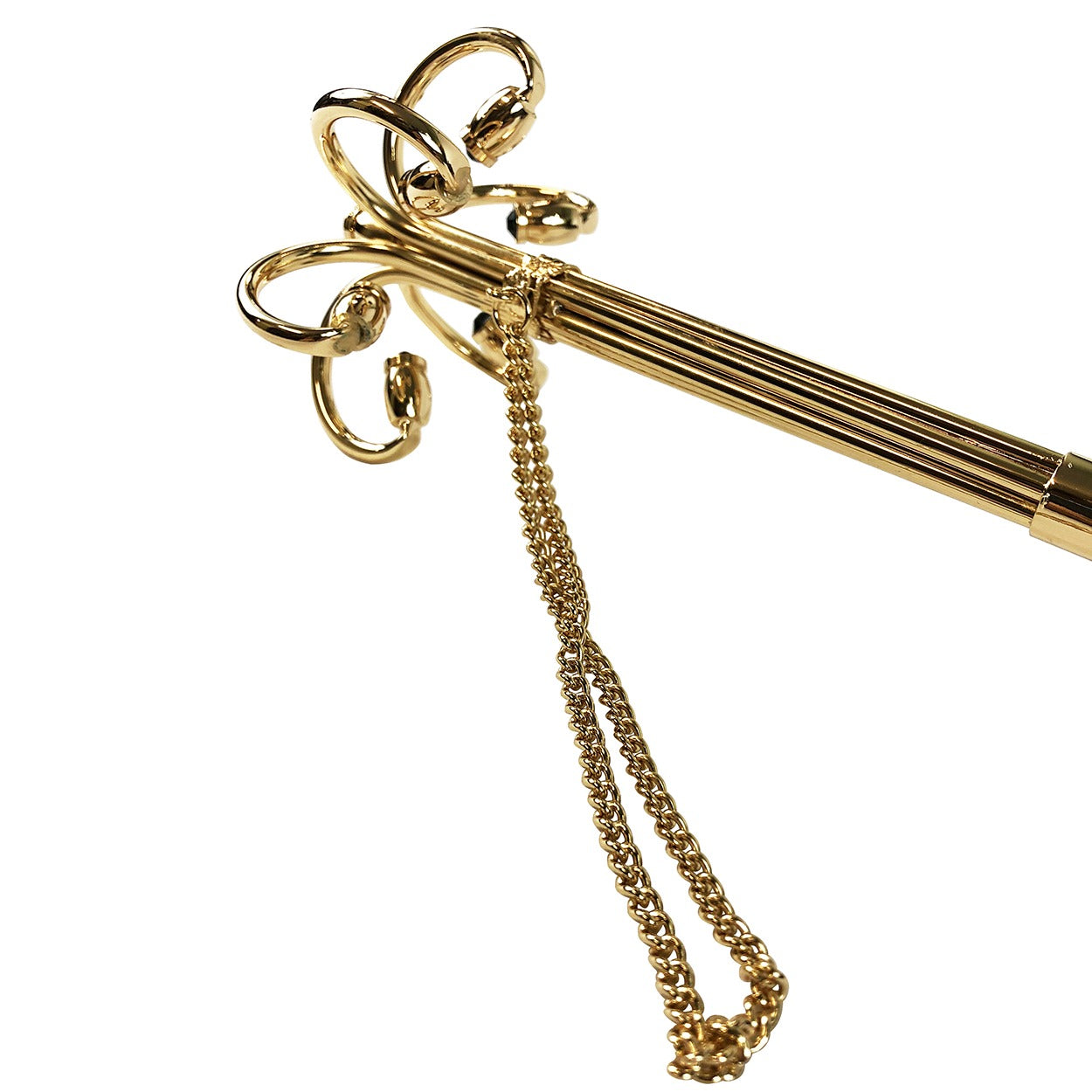 Black Cream Dot Umbrella – Italian Luxury Handmade Handle, Swarovski Crystal, 24K Gold