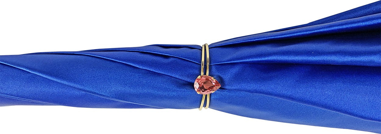 Luxury Blue Umbrella – Handmade Italian Rain Protection Accessory with 24K Gold Handle