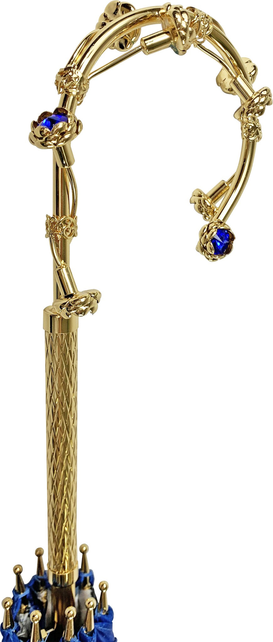 Luxury Blue Umbrella | Handmade Italian Double Canopy Rain Umbrella with 24K Gold-Plated Handle