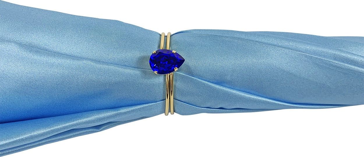 Blue Peacock Umbrella – Handmade Satin Luxury Rain Accessory With 24K Gold Handle