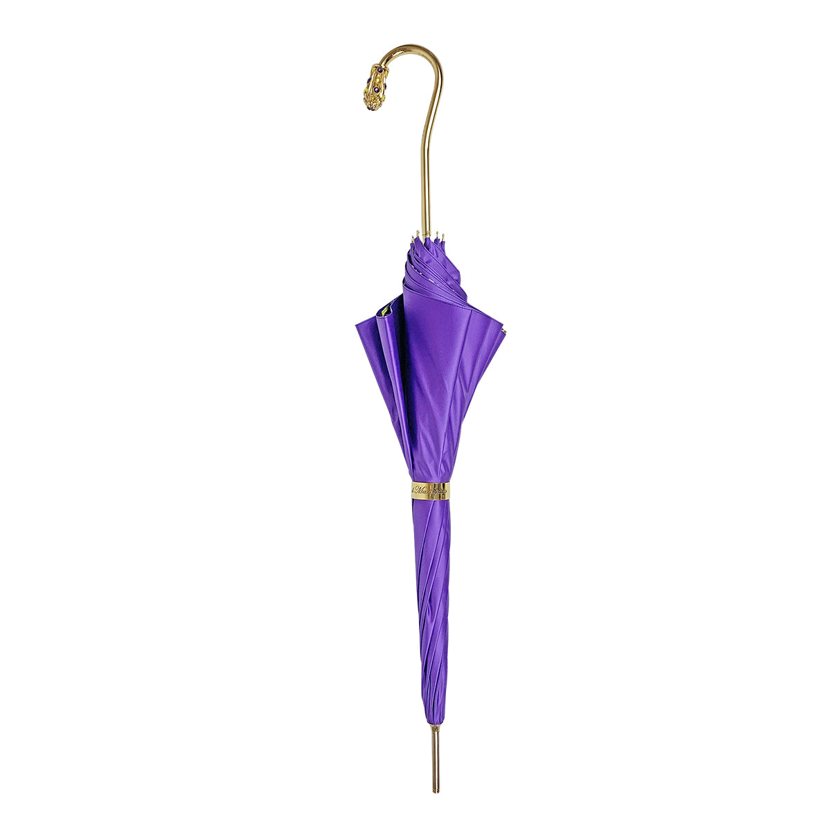 Purple Luxury Umbrella – Handmade Italian Satin Rain Umbrella with Swarovski Crystal Handle