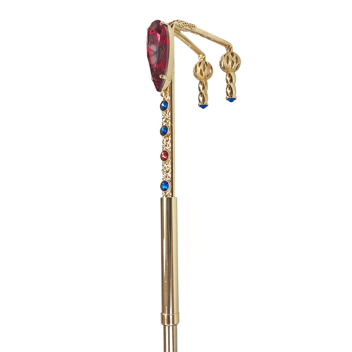 Luxury Umbrella – Italian Handcrafted Gold Handle with Red Crystal Closure