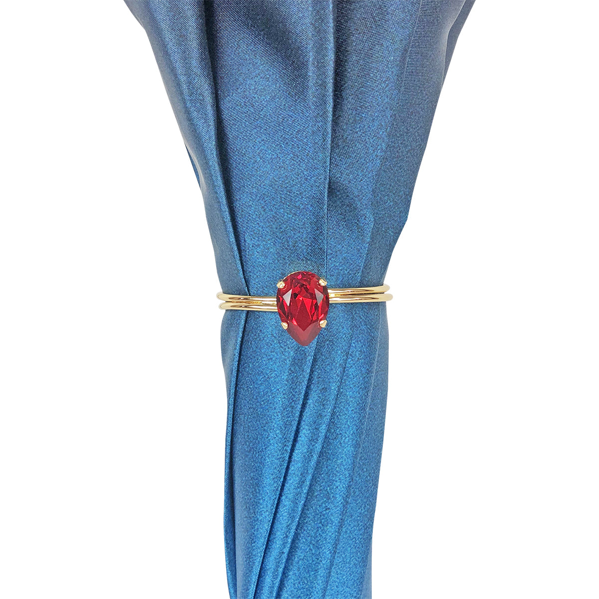 Luxury Umbrella – Italian Handcrafted Gold Handle with Red Crystal Closure