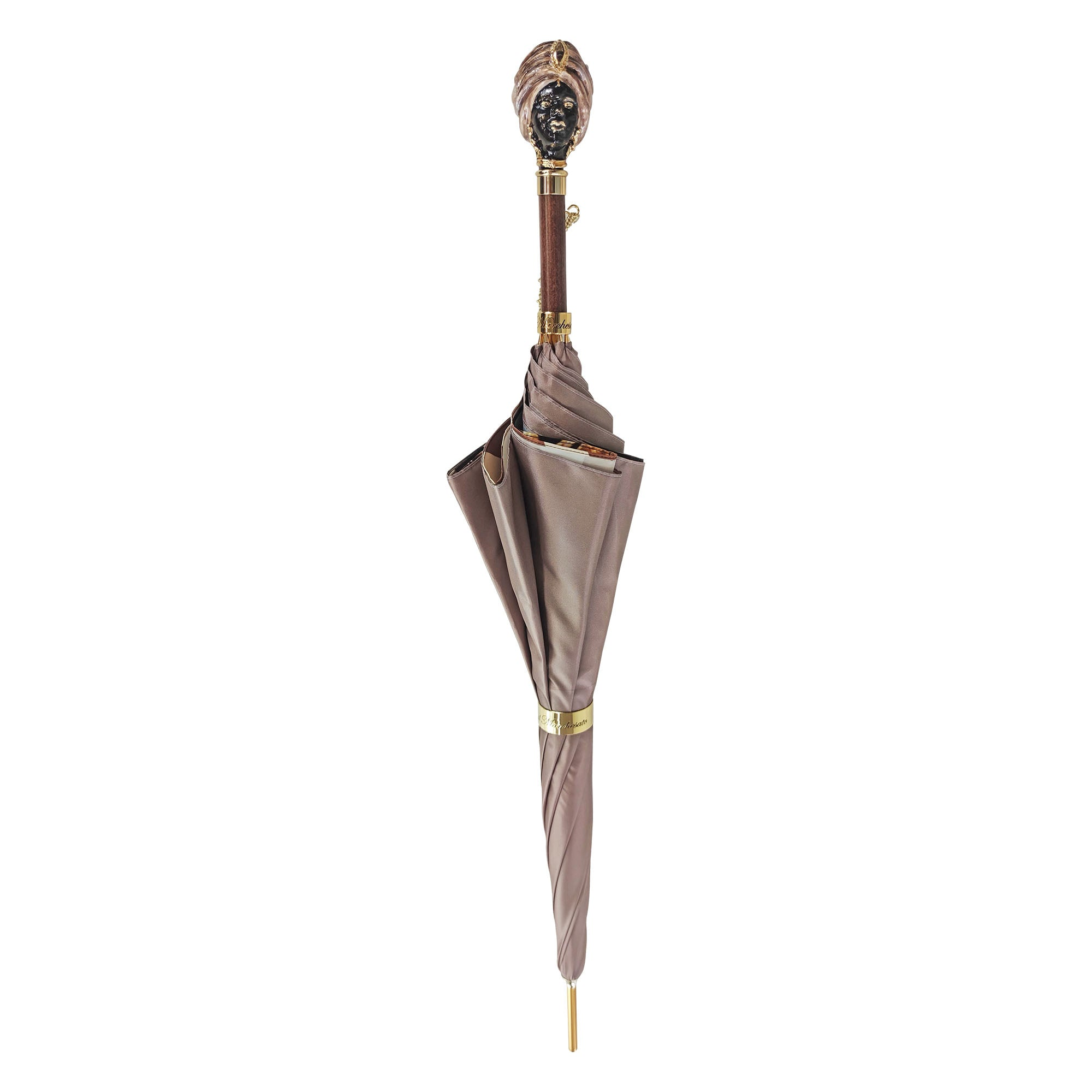 Handcrafted Umbrella – Classic Sicily Design | 24K Gold Handle, Satin Canopy