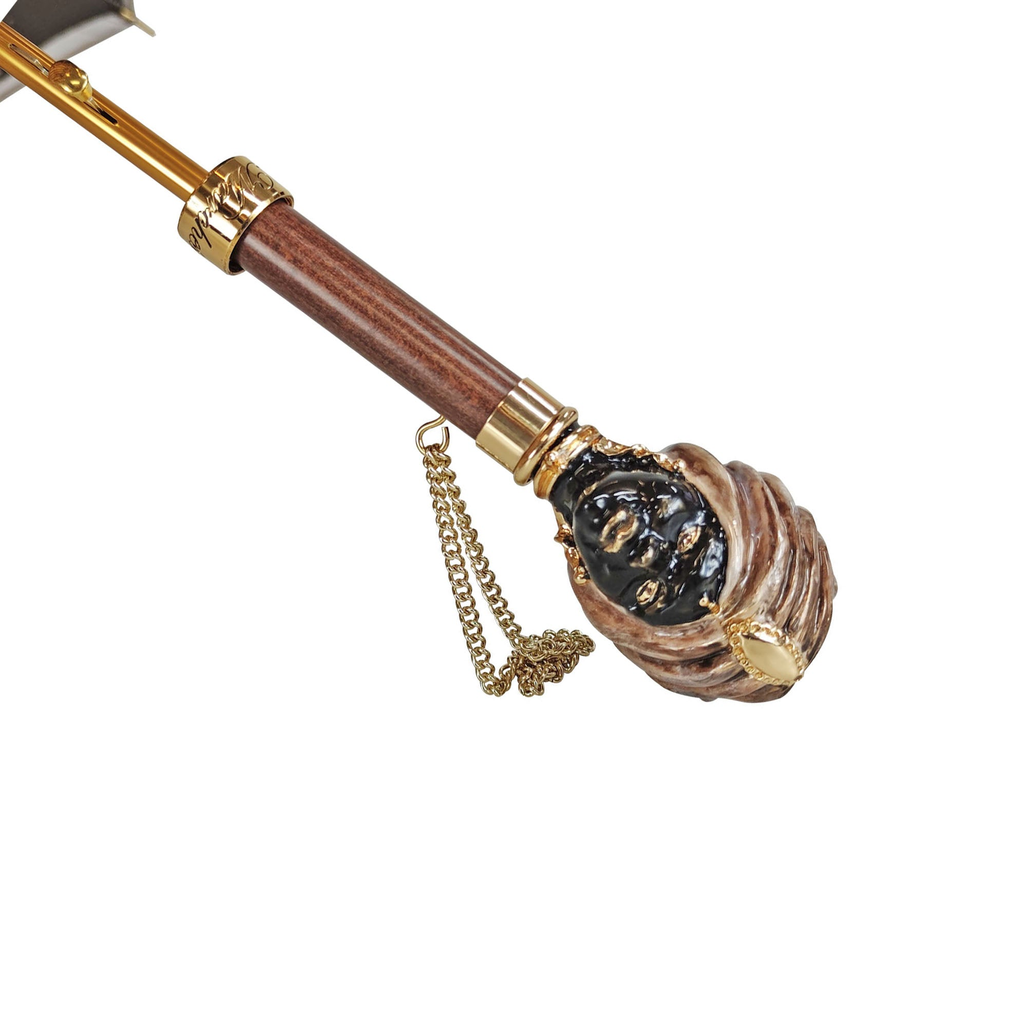 Handcrafted Umbrella – Classic Sicily Design | 24K Gold Handle, Satin Canopy