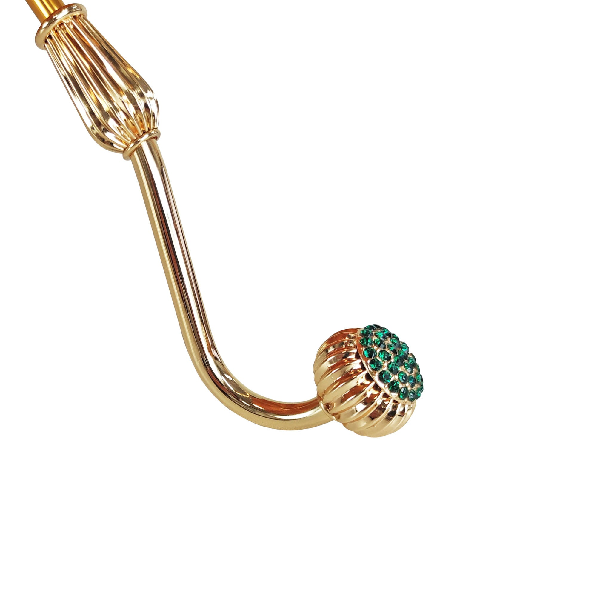 Gold Plated Umbrella – Handmade Italian Satin Canopy With Emerald Crystal Handle