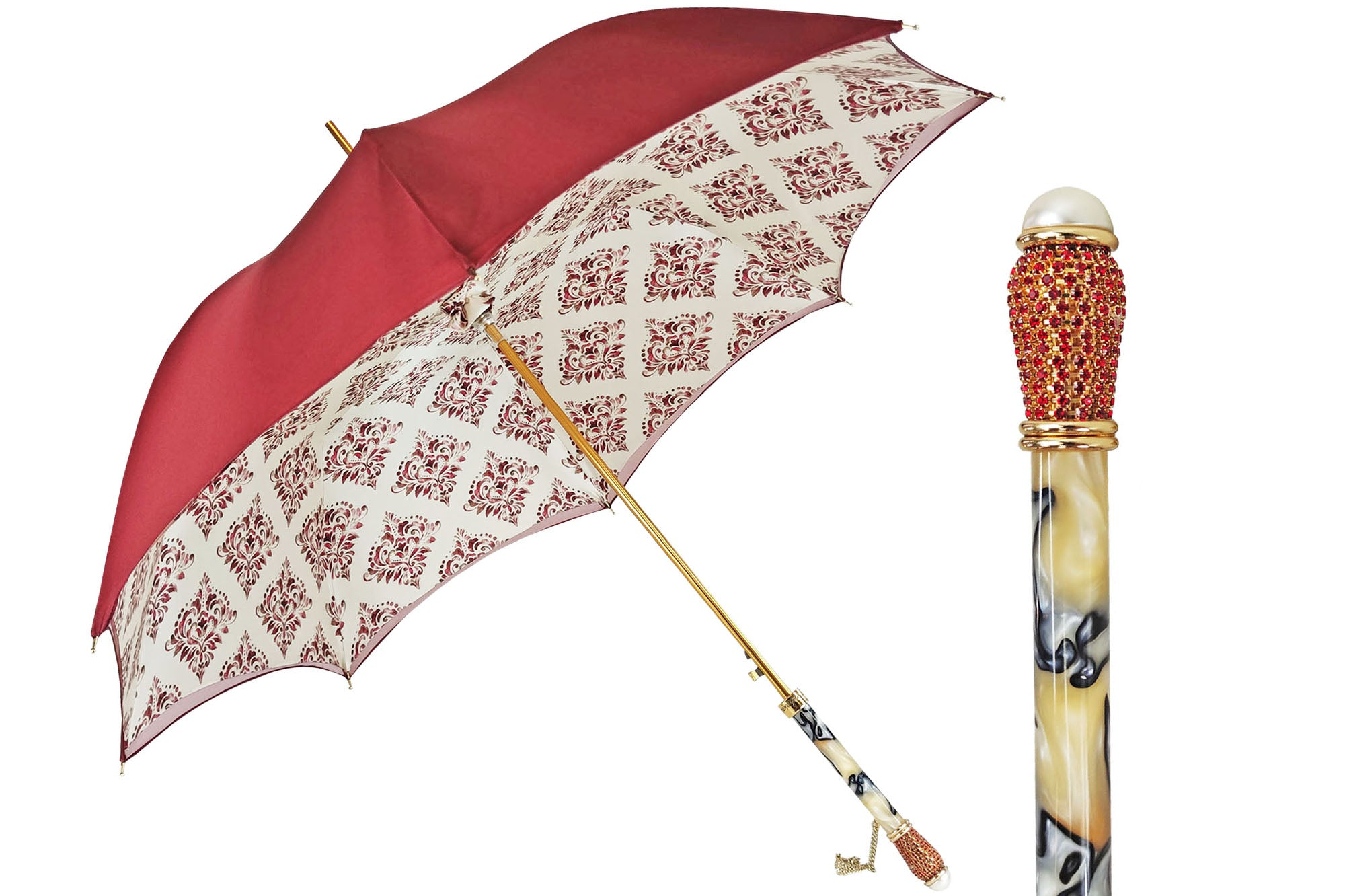 Premium Gold Umbrella – Luxury Rain Umbrella With 24K Gold Handle & Swarovski Crystals