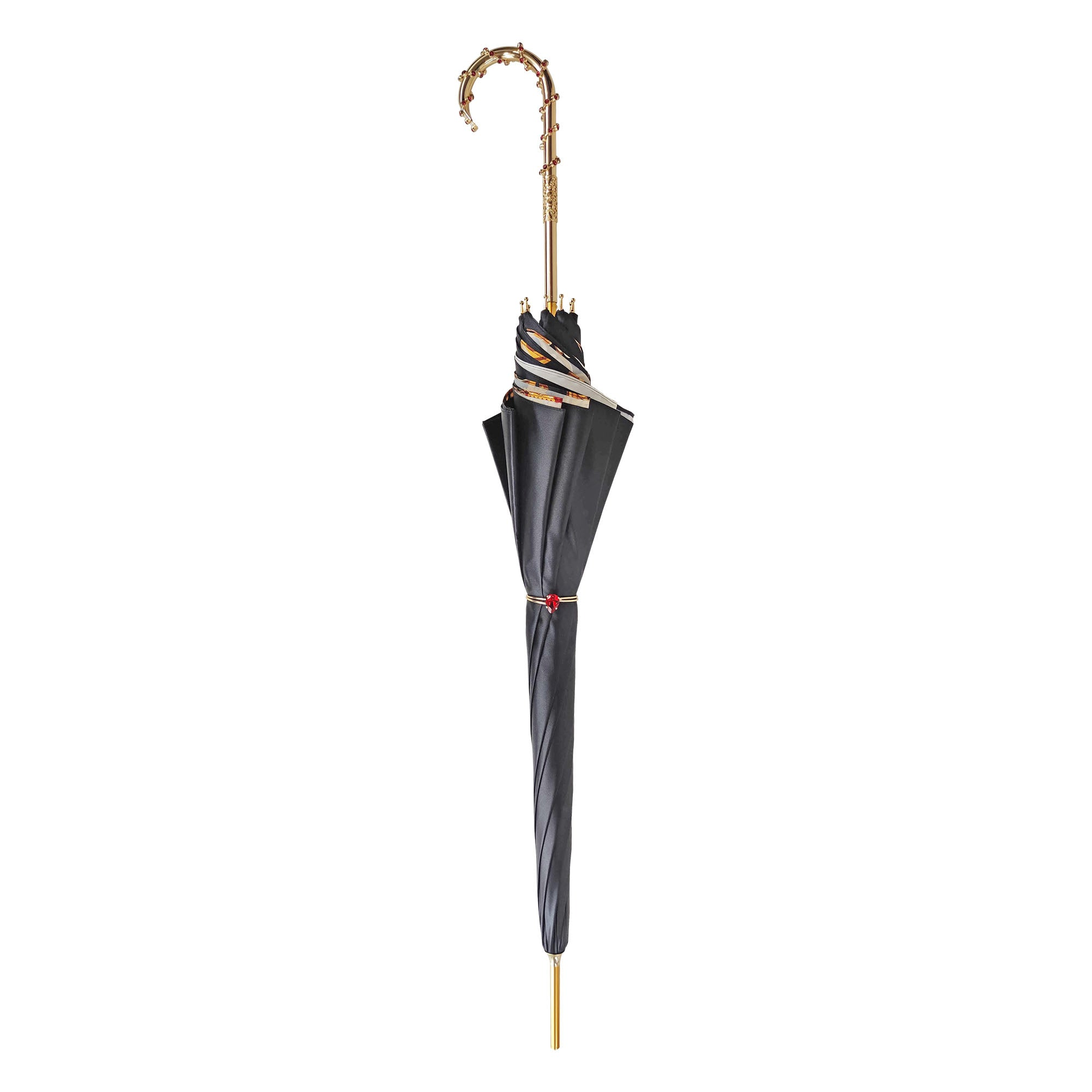 Exclusive Umbrella – Handmade in Italy | Satin Fabric, Carbon Fiber Frame & Gold Plated Handle