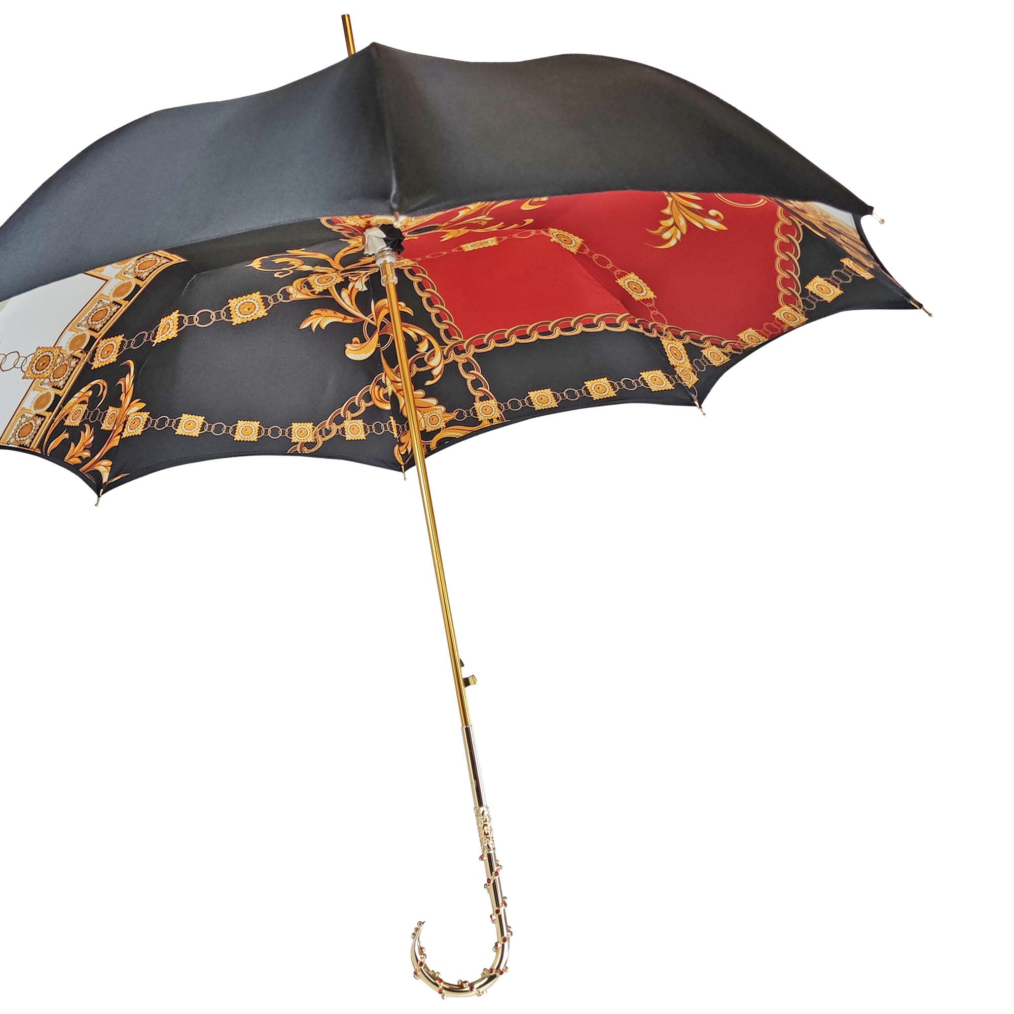 Exclusive Umbrella – Handmade in Italy | Satin Fabric, Carbon Fiber Frame & Gold Plated Handle
