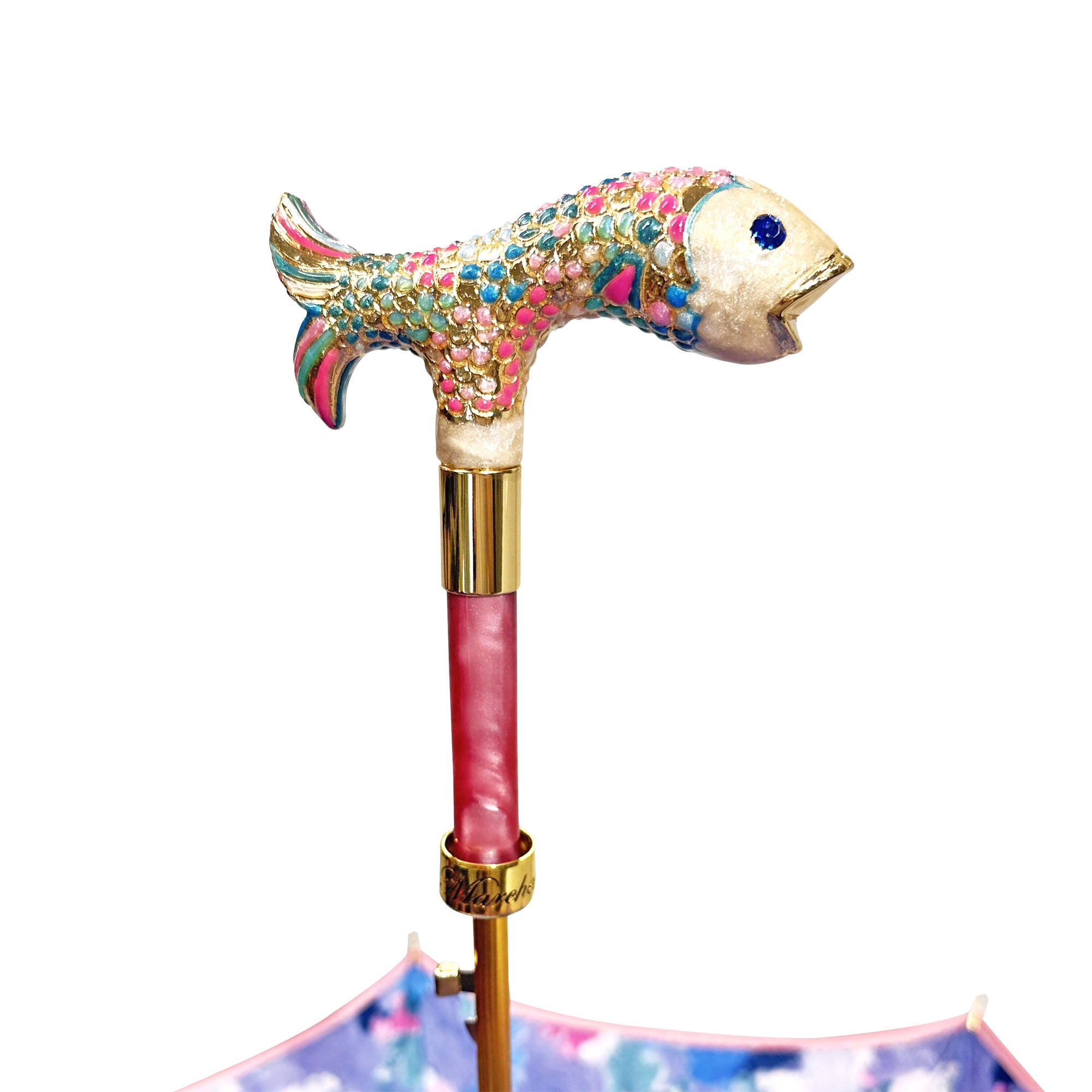 Premium Women's Umbrella – Hand Painted 24K Gold Handle | Luxury Satin Fabric