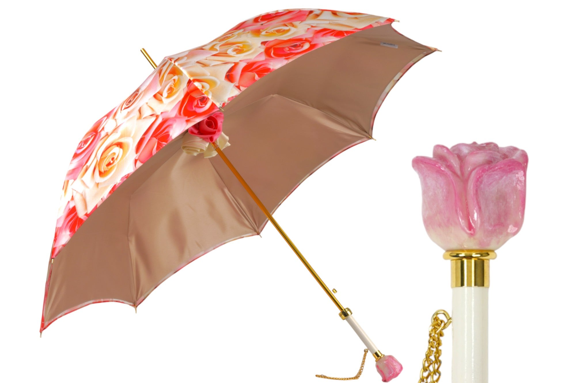 Premium Craft Umbrella – Elegant Women's Rain Umbrella with Hand-Painted Rose Handle