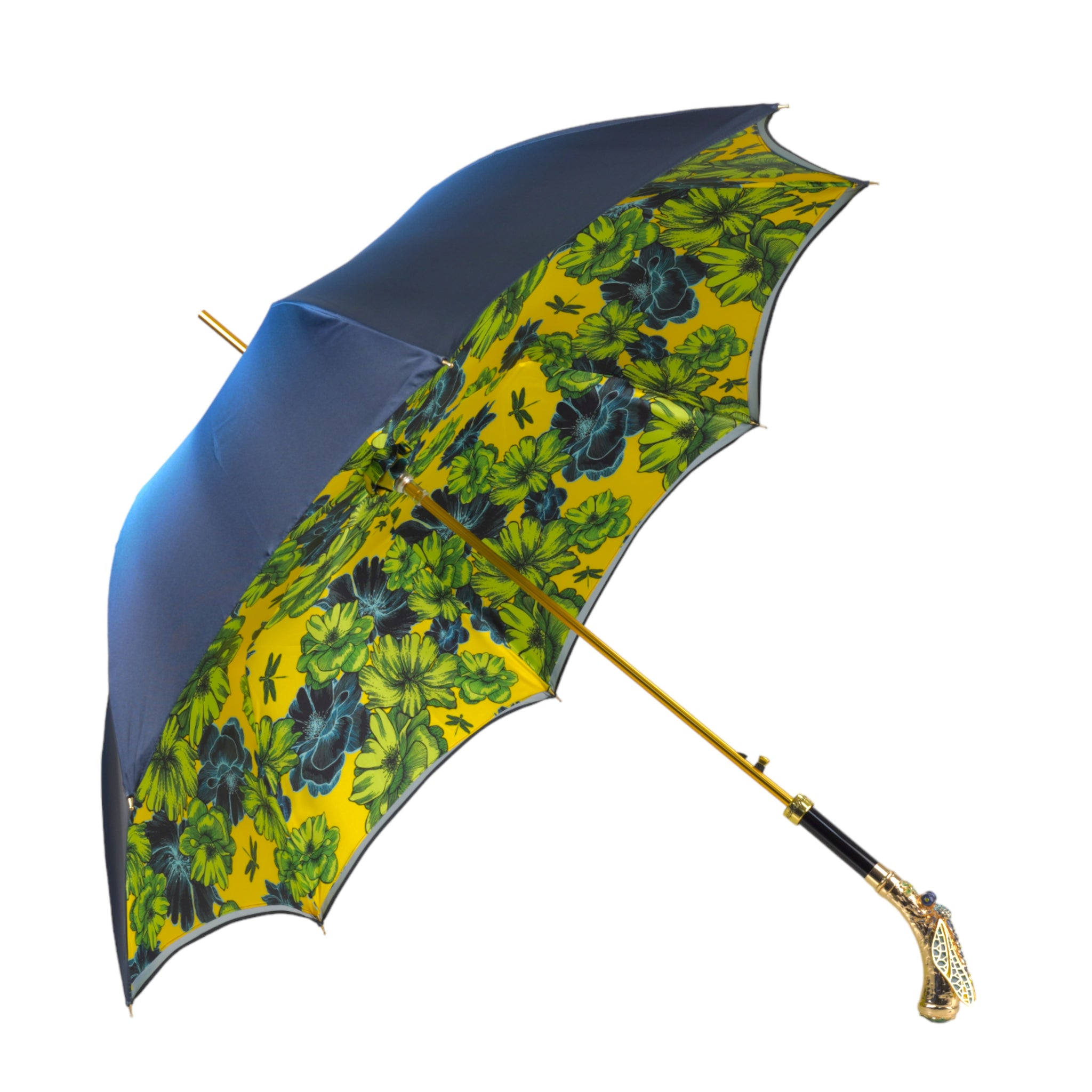 Italian Luxury Umbrella – Premium Satin, Hand-Painted Dragonfly Handle, Automatic Open