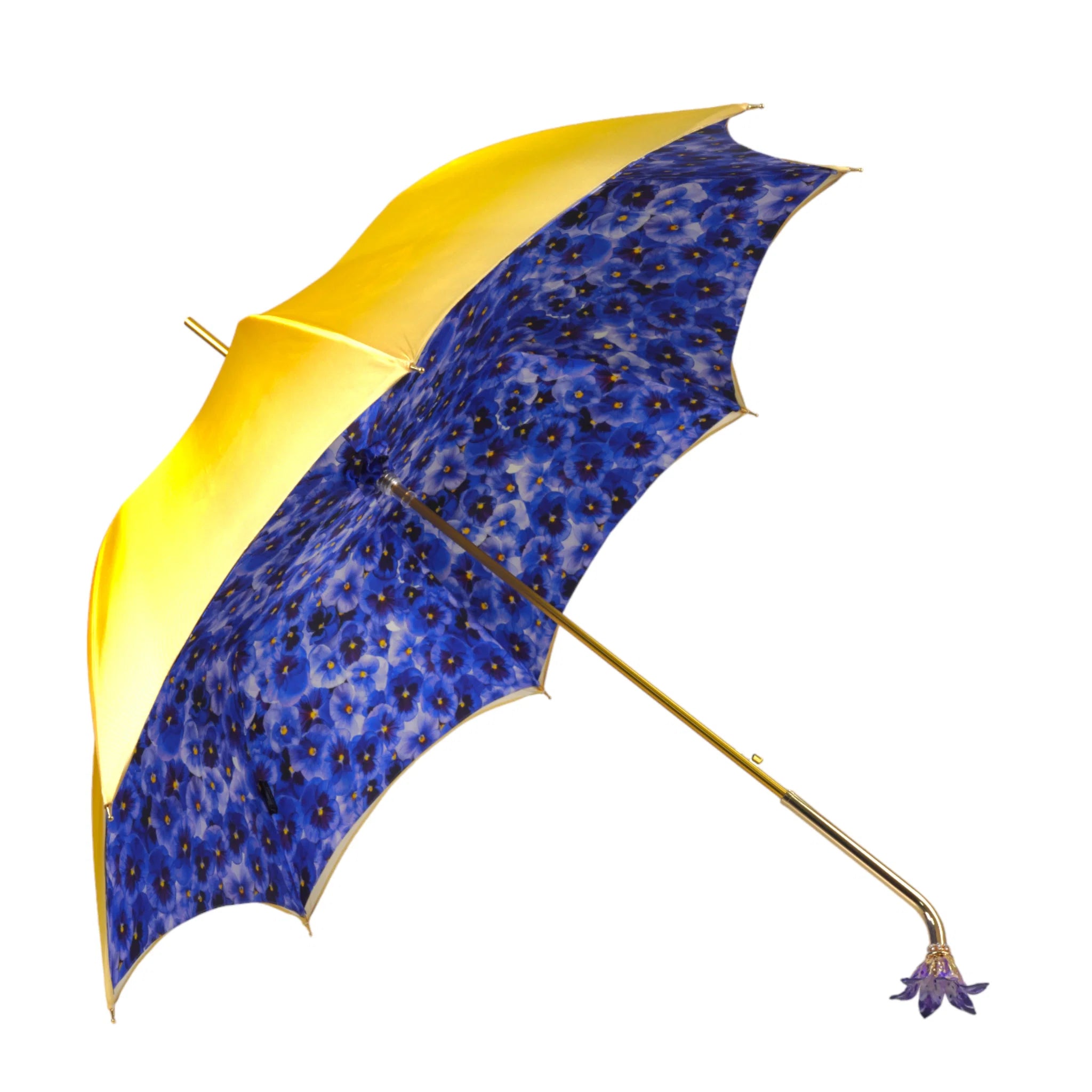 Handcrafted 24K Gold Flower Handle Luxury Women's Umbrella